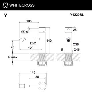 Смеситель для биде WHITECROSS Y Y1220NIB брашированный никель